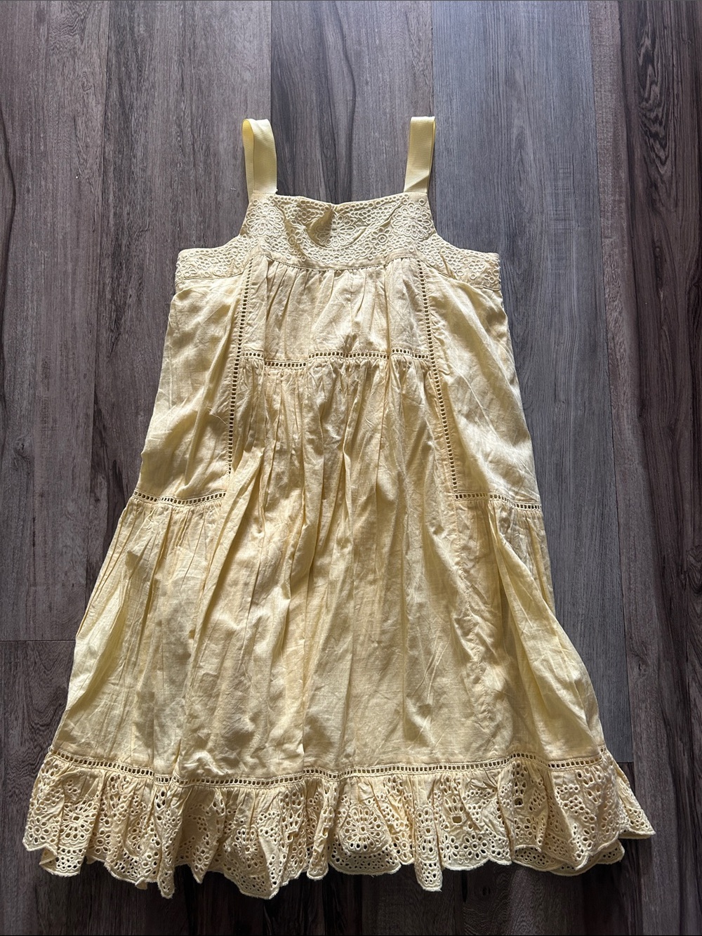 Reiss Pale Yellow Eyelet Cotton Sundress